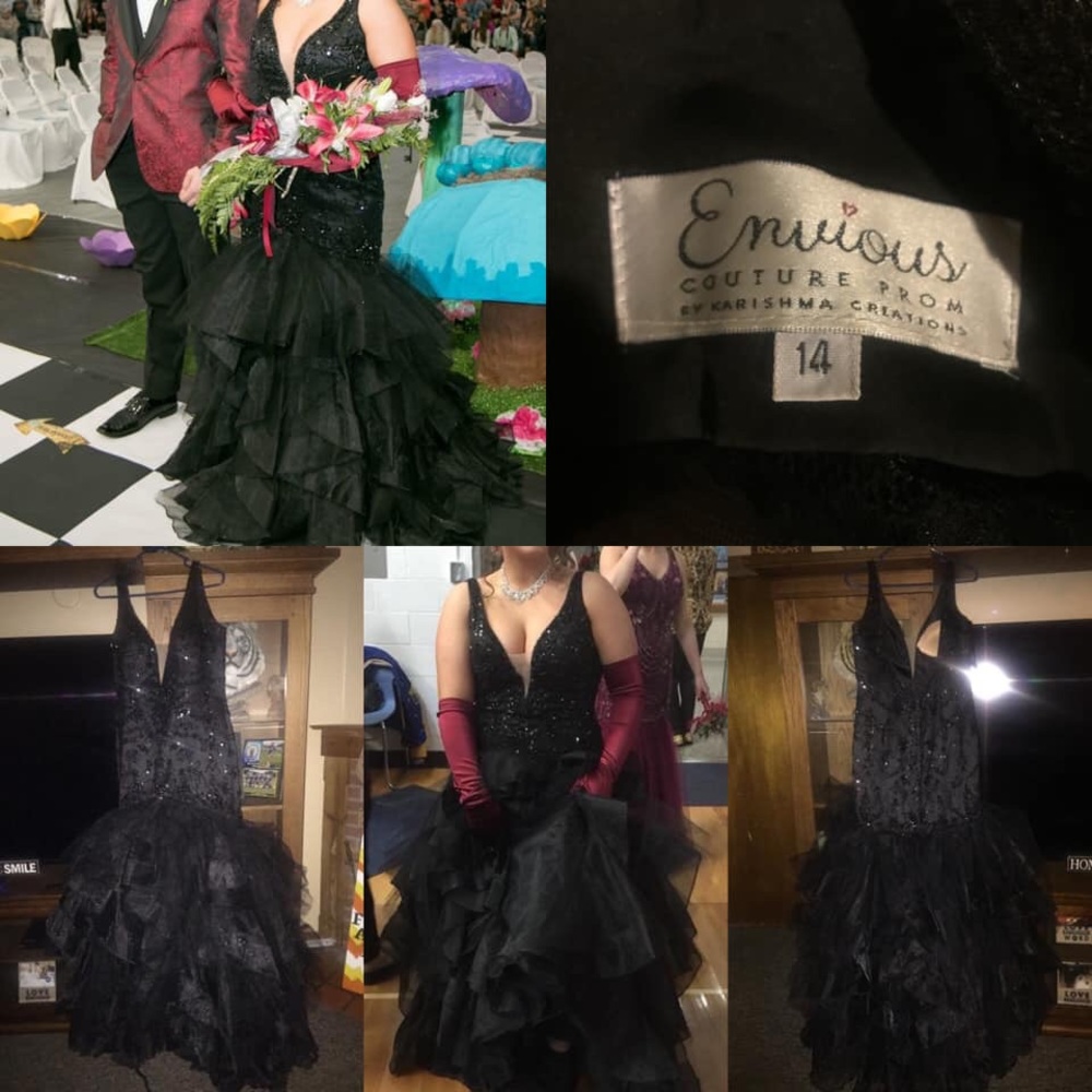 Prom dress with red gloves